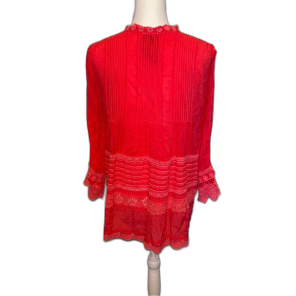 Johnny Was Bright Pink Pintuck Eyelet Tunic Size XS Boho Flowy - Picture 7 of 10